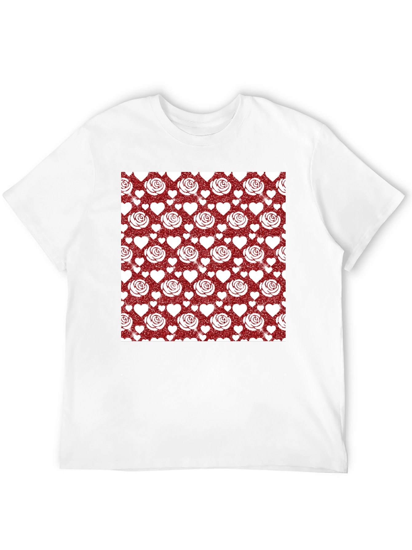 Romantic Rose & Heart Pattern Tee