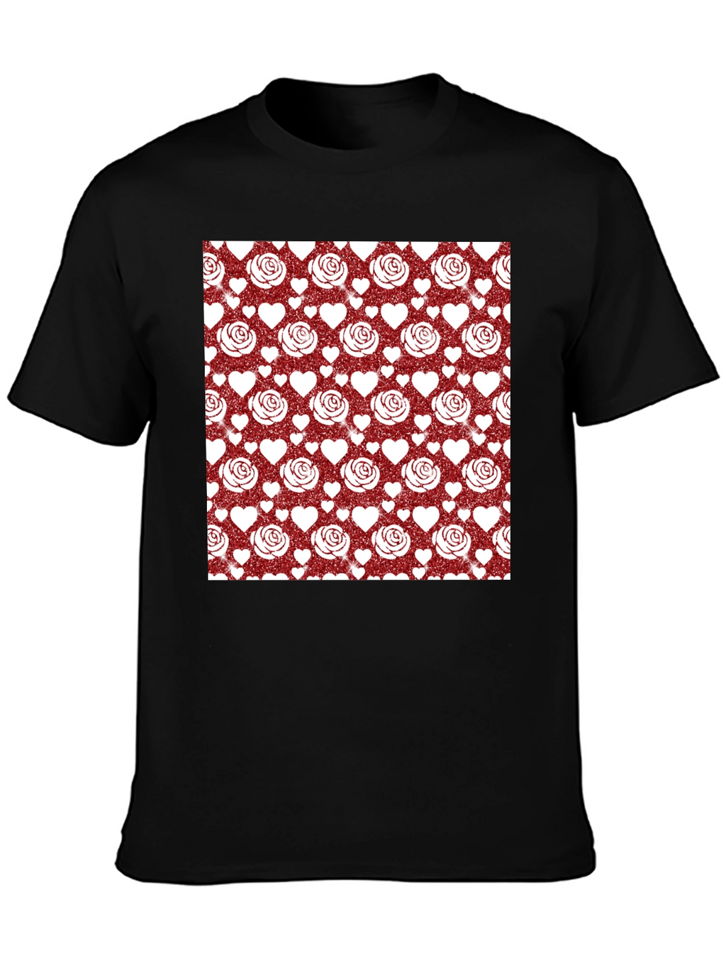 Romantic Rose & Heart Pattern Tee