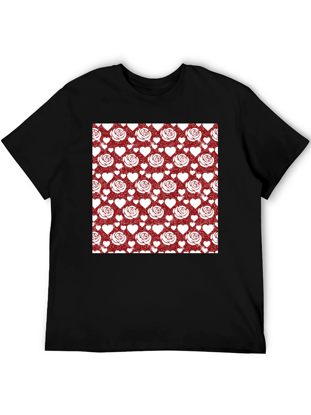 Romantic Rose & Heart Pattern Tee