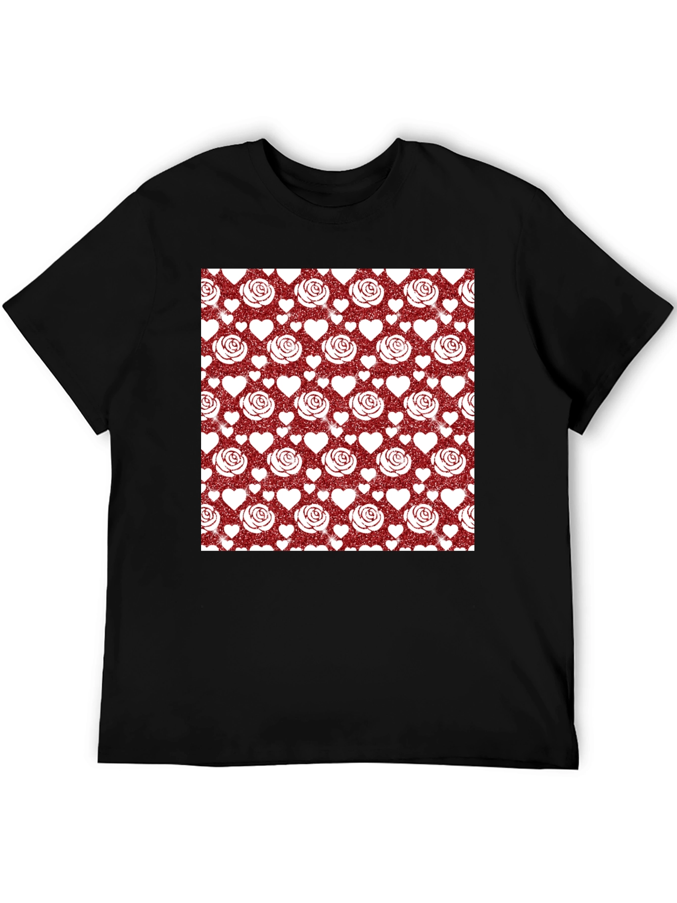 Romantic Rose & Heart Pattern Tee