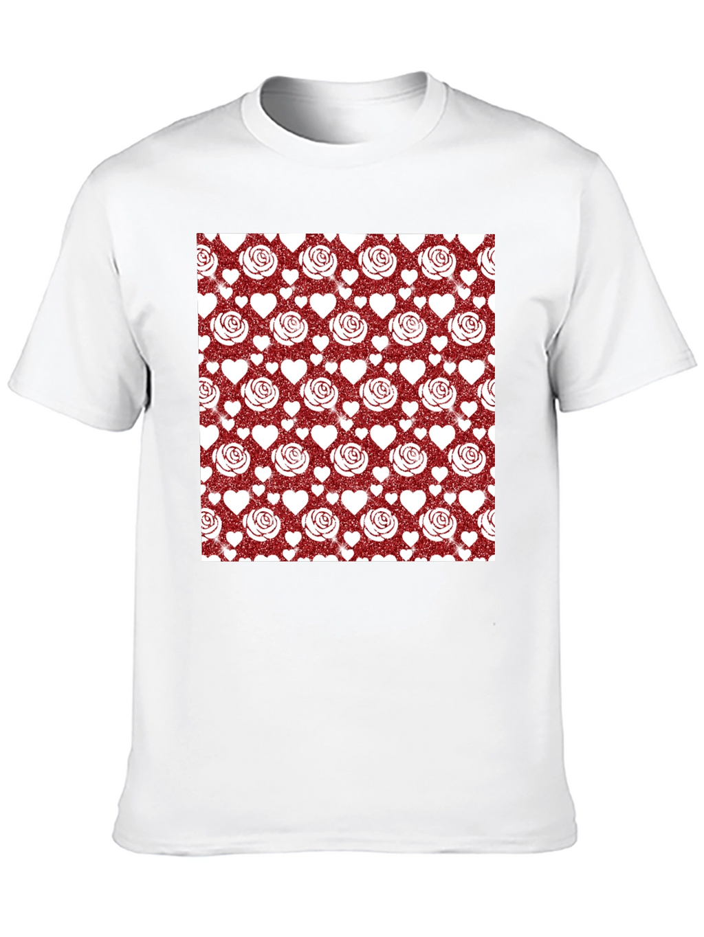 Romantic Rose & Heart Pattern Tee