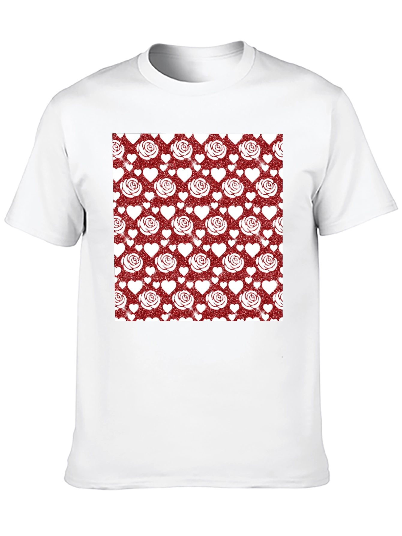 Romantic Rose & Heart Pattern Tee