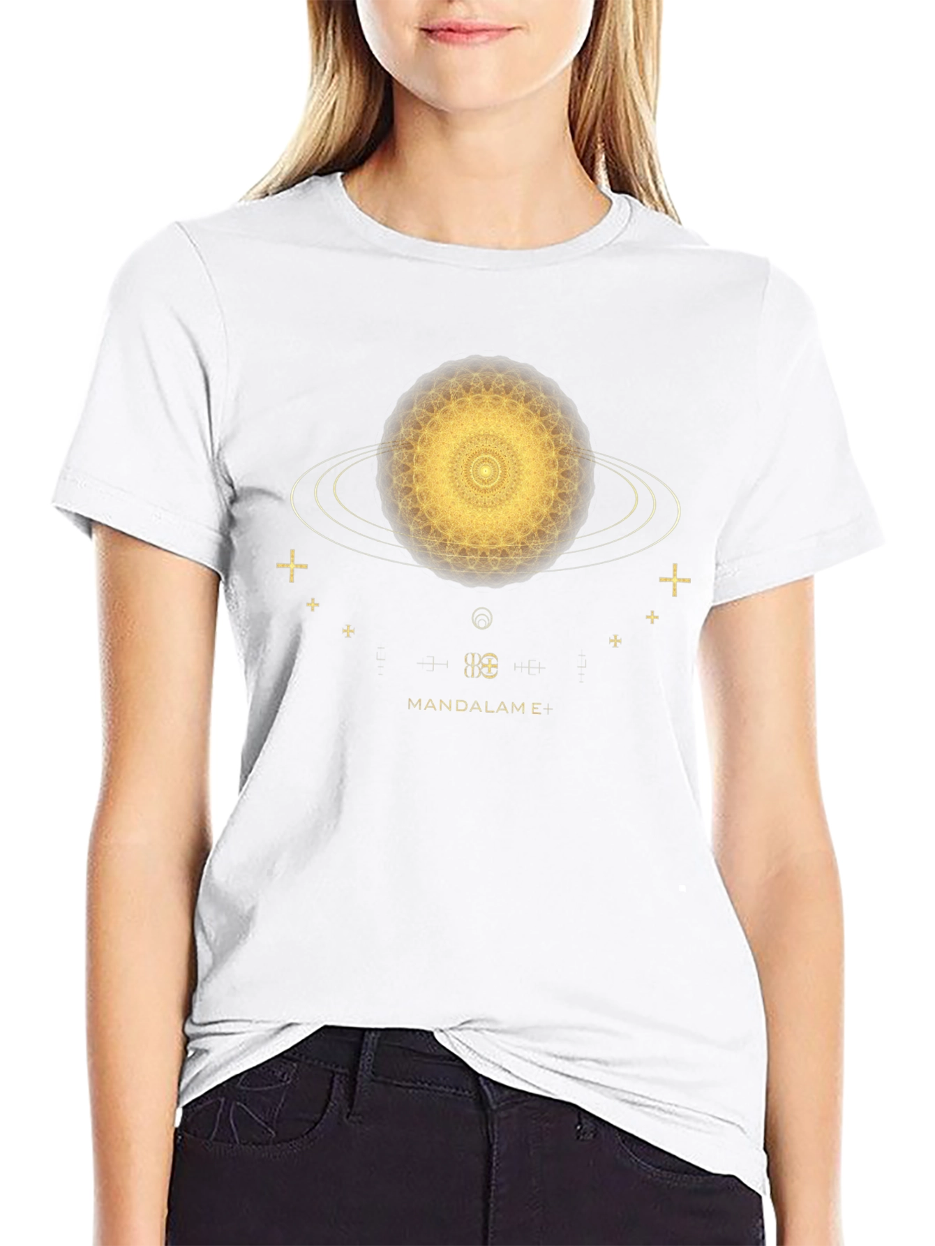 Cosmic Mandala T-Shirt - Black Unique Design