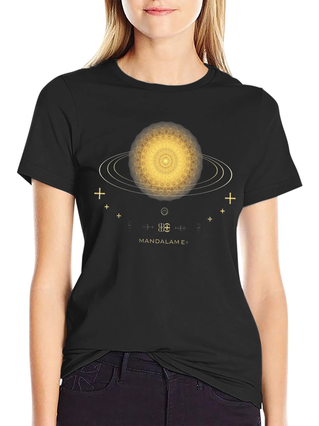 Cosmic Mandala T-Shirt - Black Unique Design