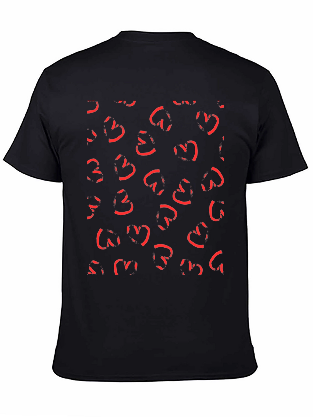Abstract Heart Print Black T-Shirt