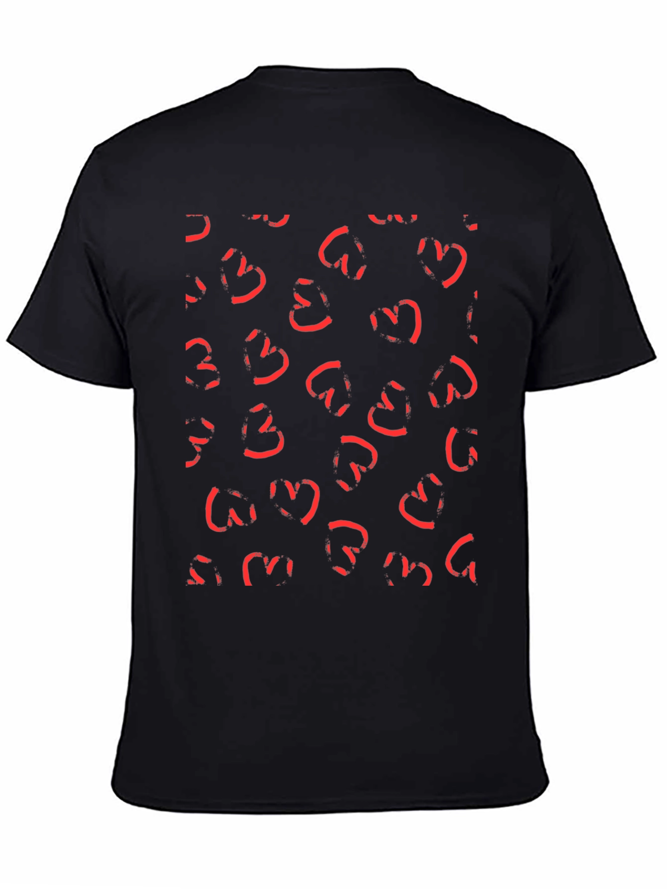 Abstract Heart Print Black T-Shirt