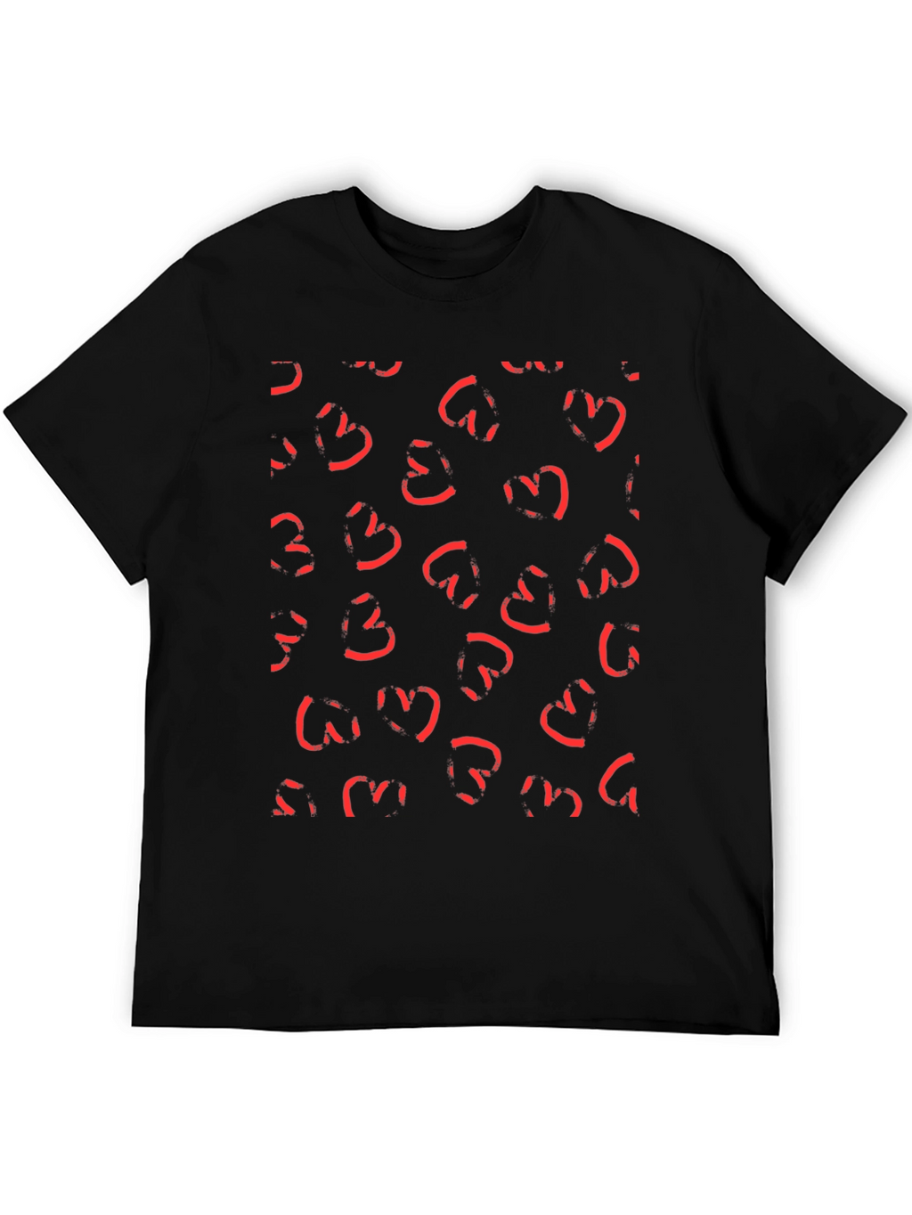 Abstract Heart Print Black T-Shirt