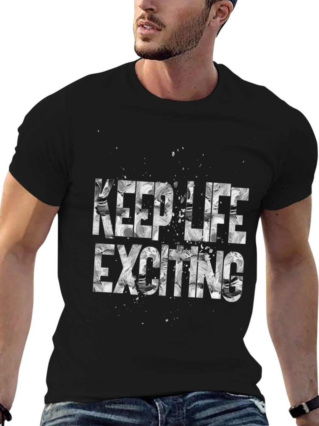 Keep Life Exciting Black Graphic Tee