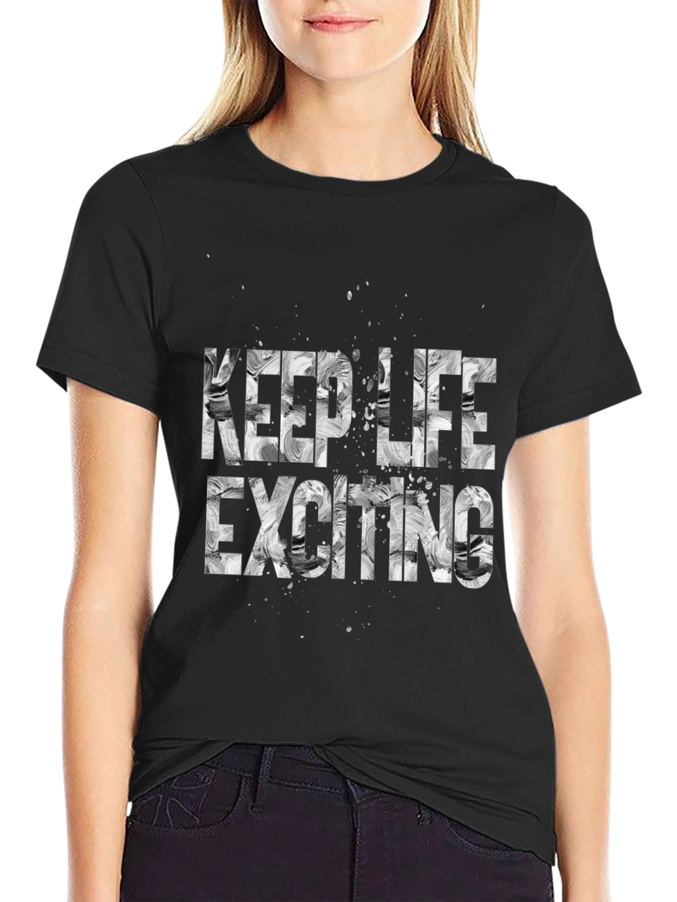 Keep Life Exciting Black Graphic Tee