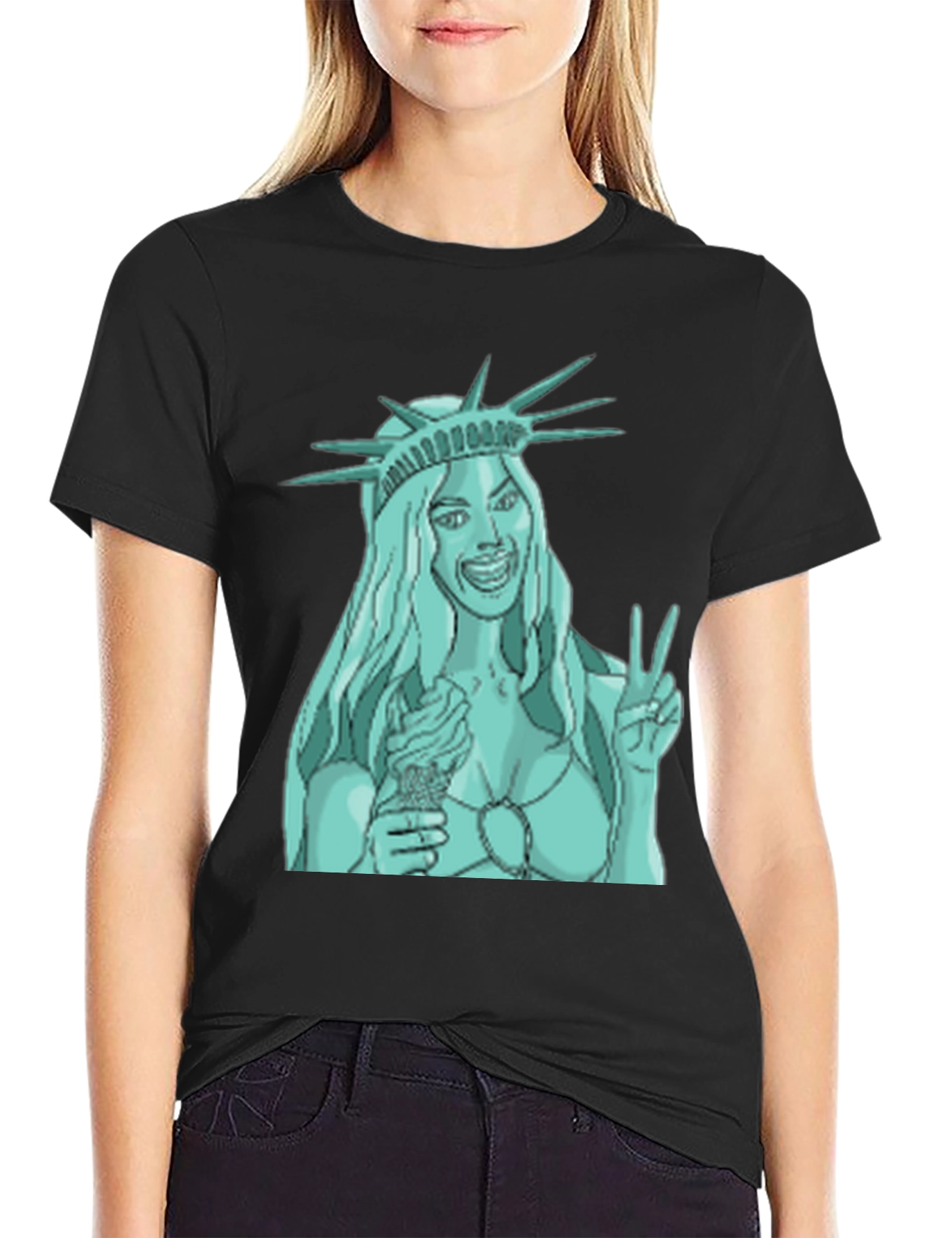 Statue of Liberty Ice Cream Graphic Tee - Black