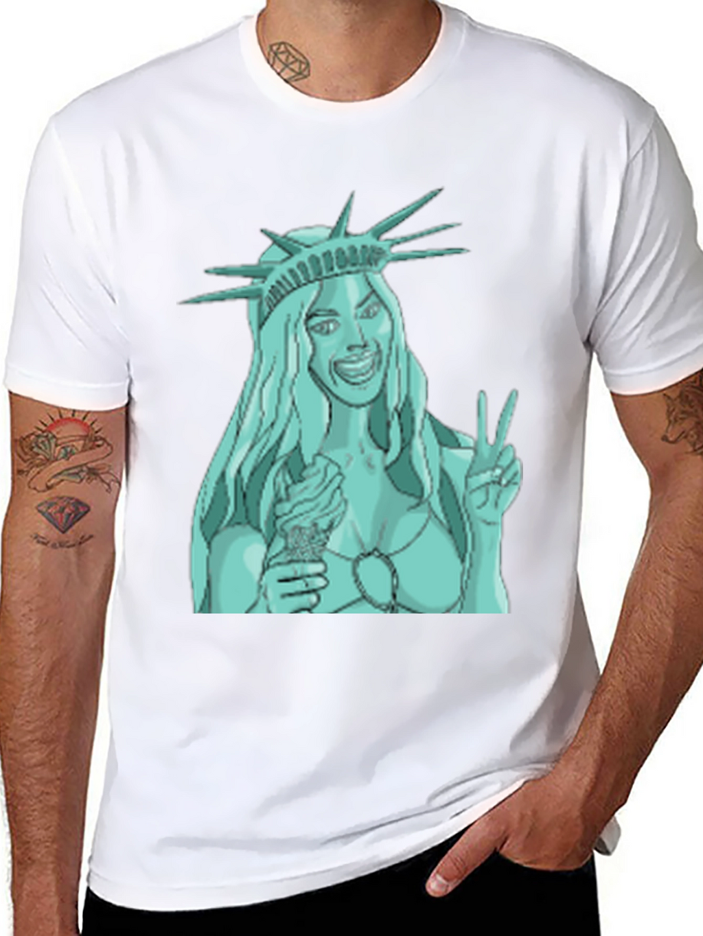 Statue of Liberty Ice Cream Graphic Tee - Black