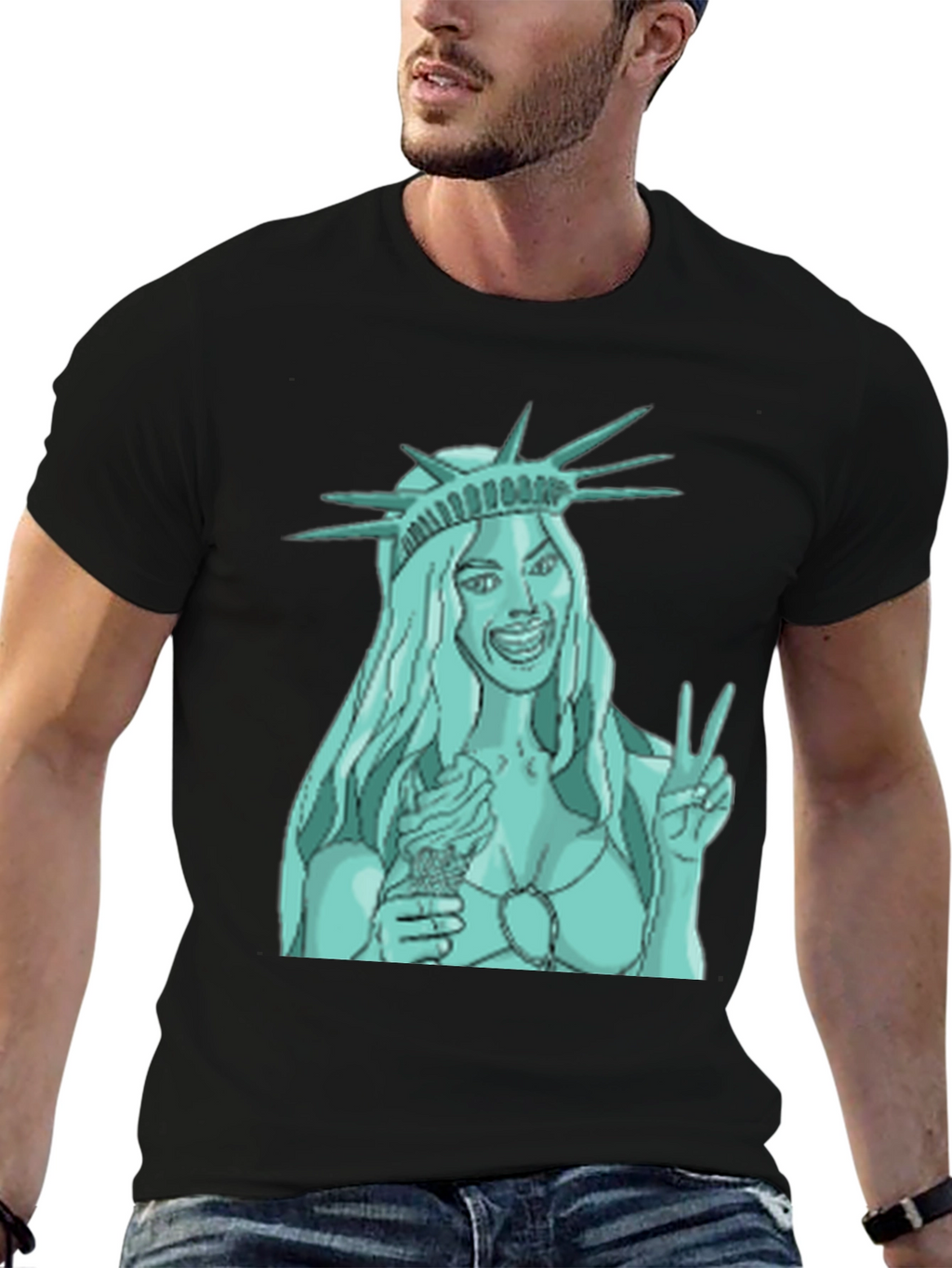 Statue of Liberty Ice Cream Graphic Tee - Black