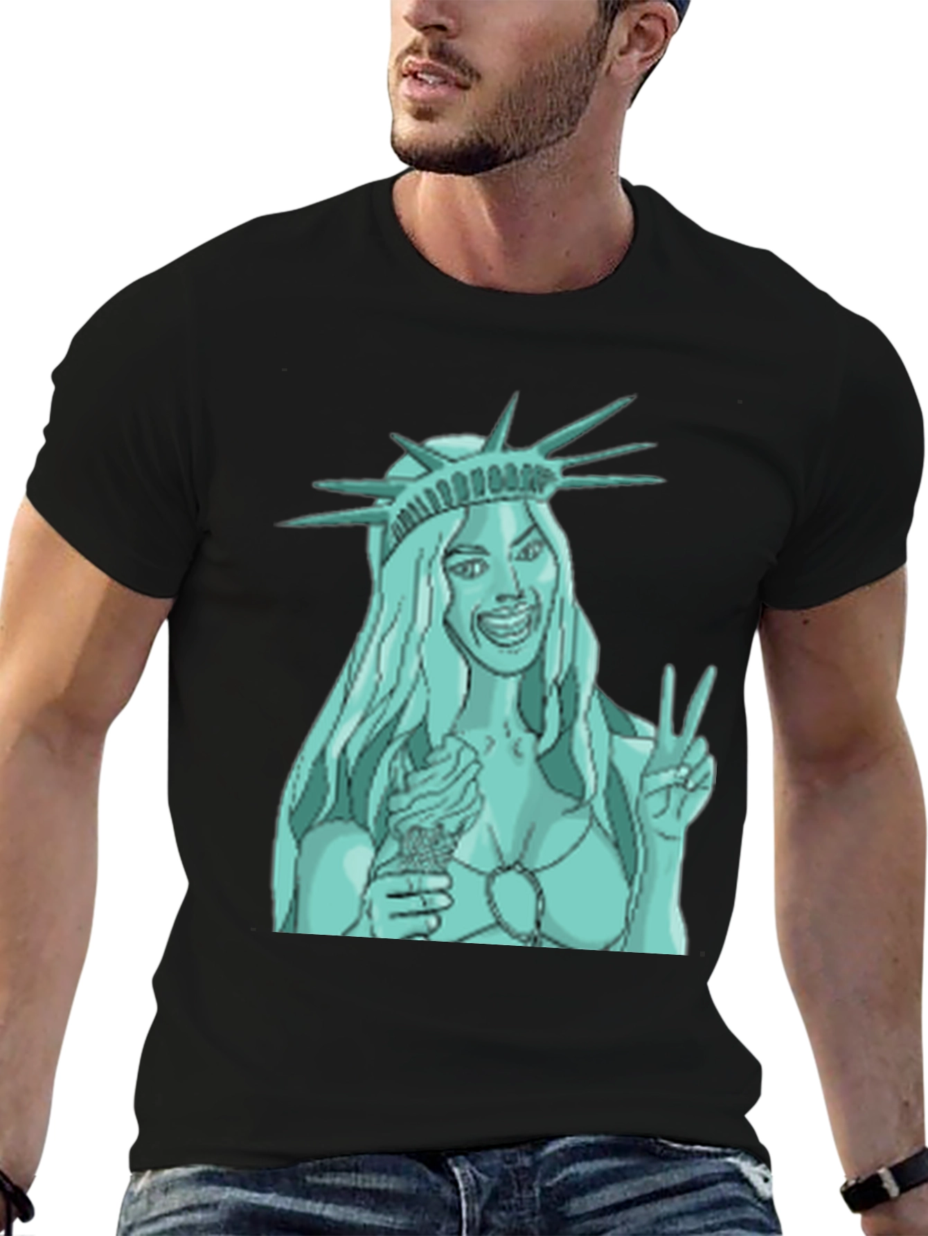 Statue of Liberty Ice Cream Graphic Tee - Black