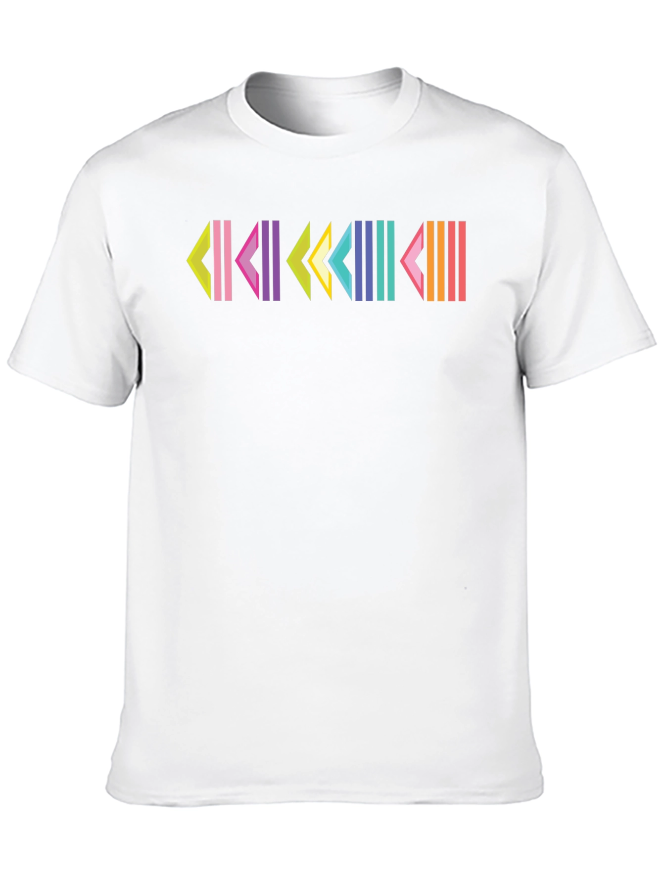 Retro Geometric Patterned Black T-Shirt