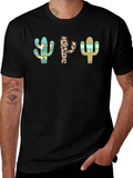 Cactus Print Crew Neck T-Shirt