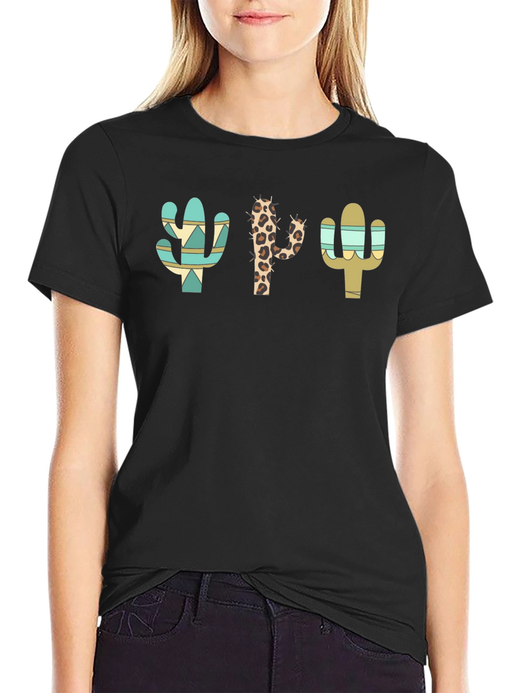 Cactus Print Crew Neck T-Shirt