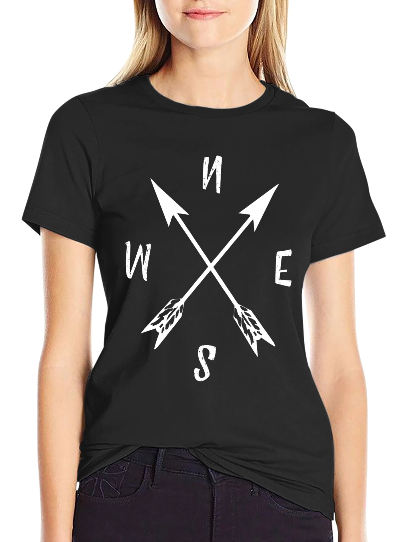 Compass Arrows Graphic Tee - Black