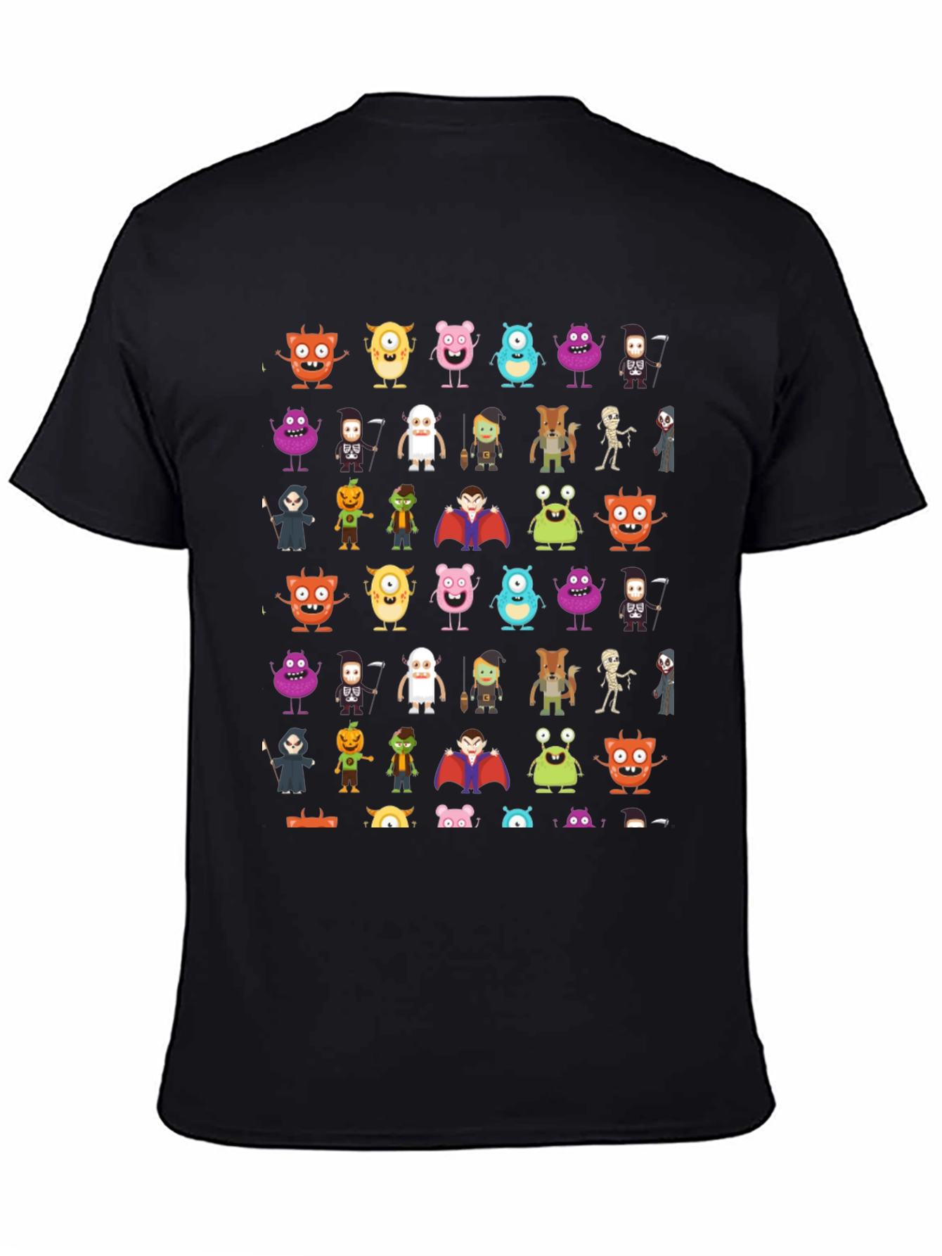 Monster Cartoon Graphic Print Black T-Shirt