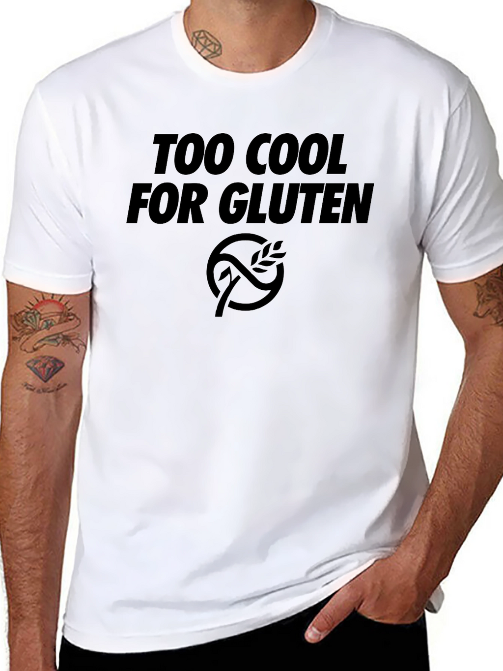 Too Cool For Gluten Black T-Shirt
