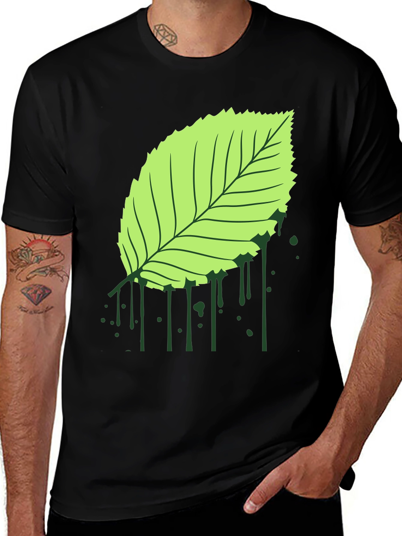 Leaf Graphic Black T-Shirt