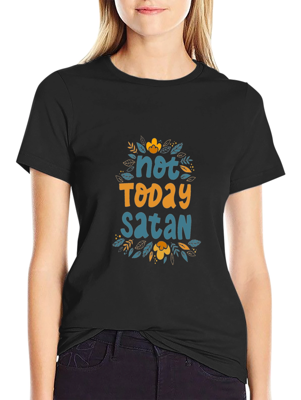 Not Today Satan Graphic Tee - Black