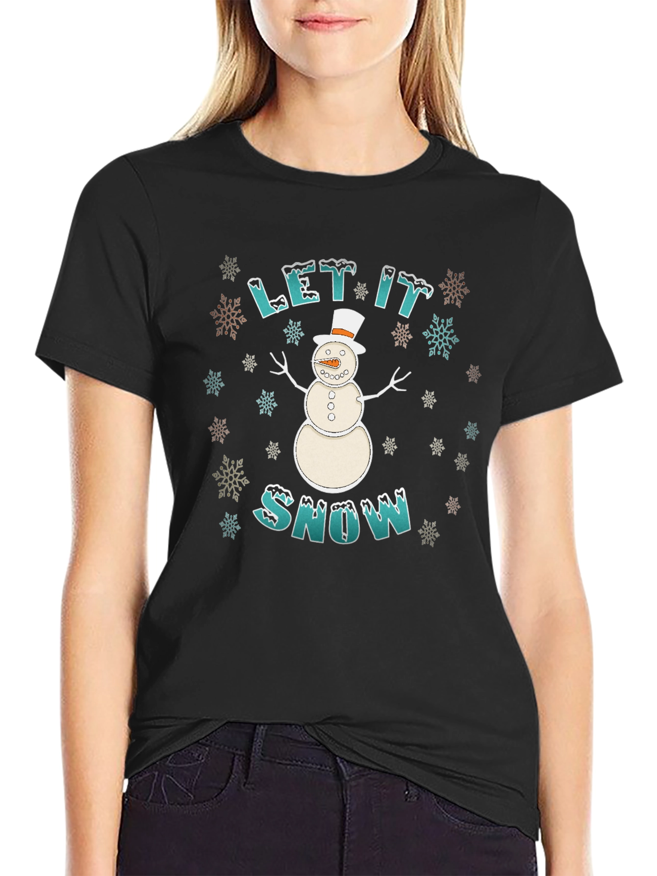 Let It Snow T-Shirt - Snowman Design