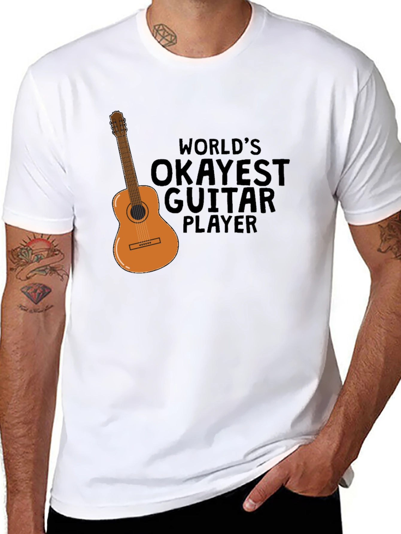 Worlds Okayest Guitar Player Black Graphic T-Shirt