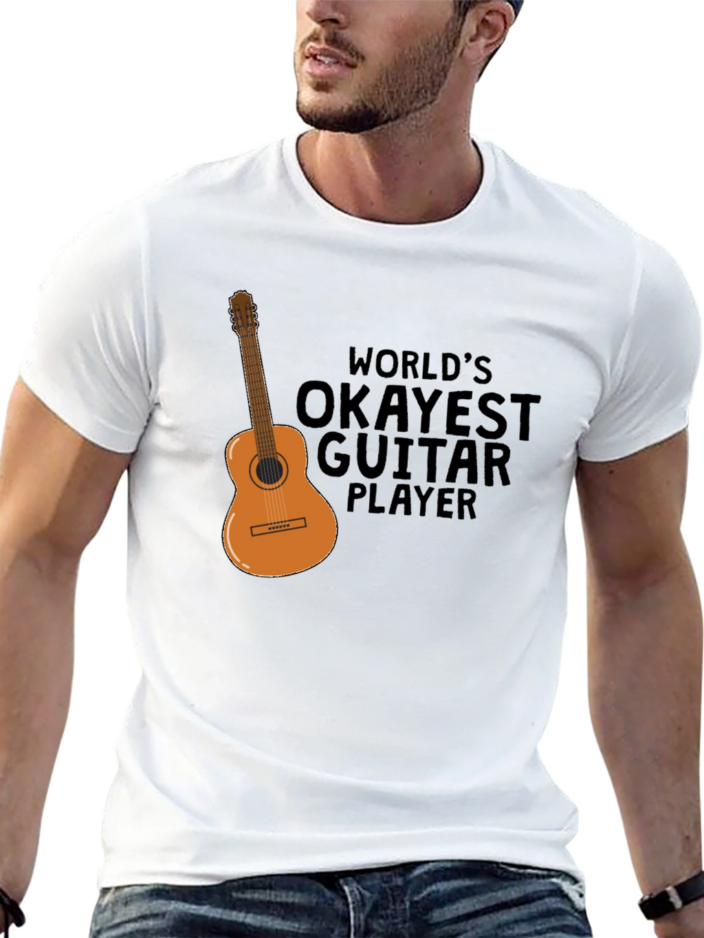 Worlds Okayest Guitar Player Black Graphic T-Shirt