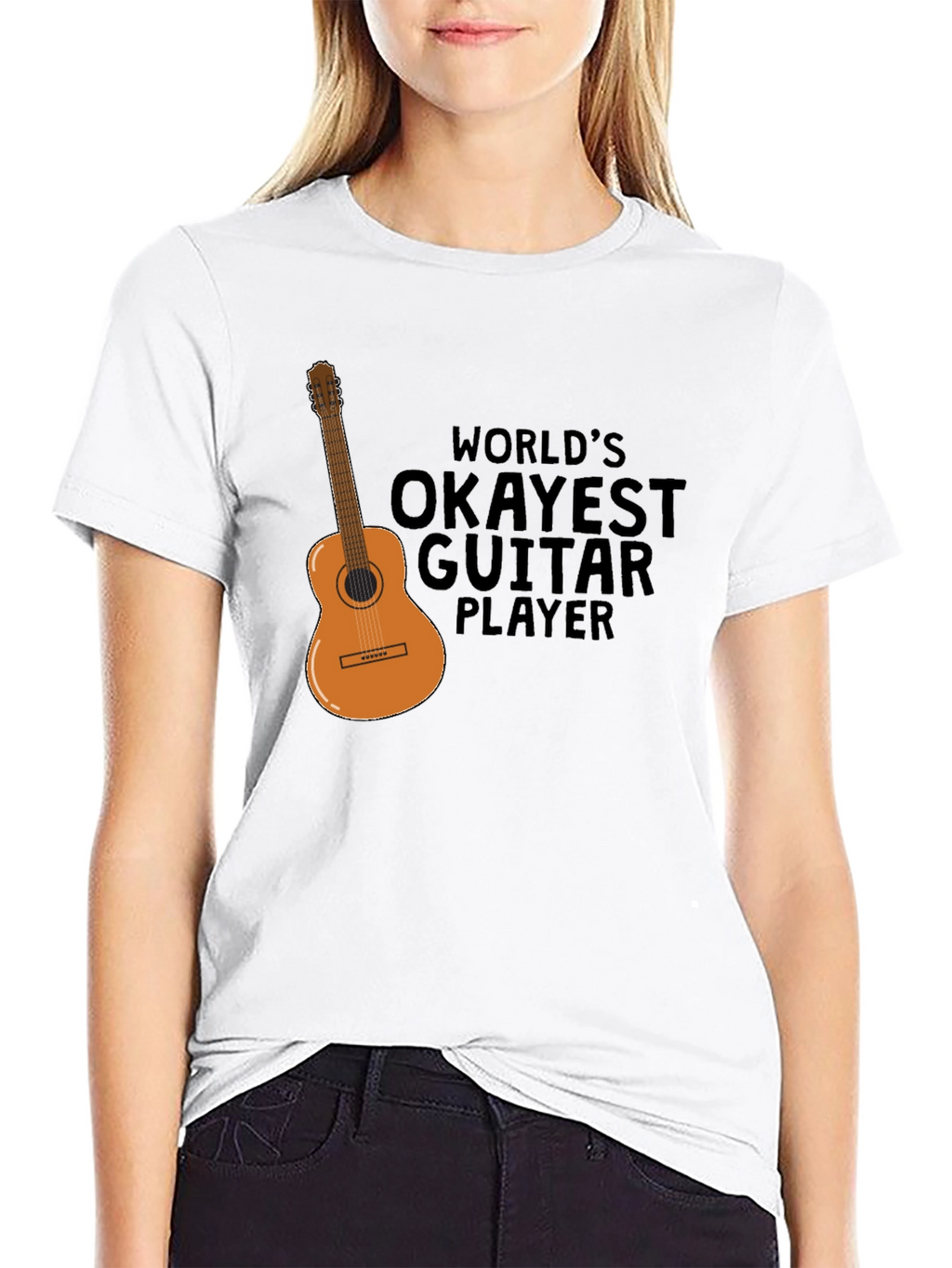 Worlds Okayest Guitar Player Black Graphic T-Shirt