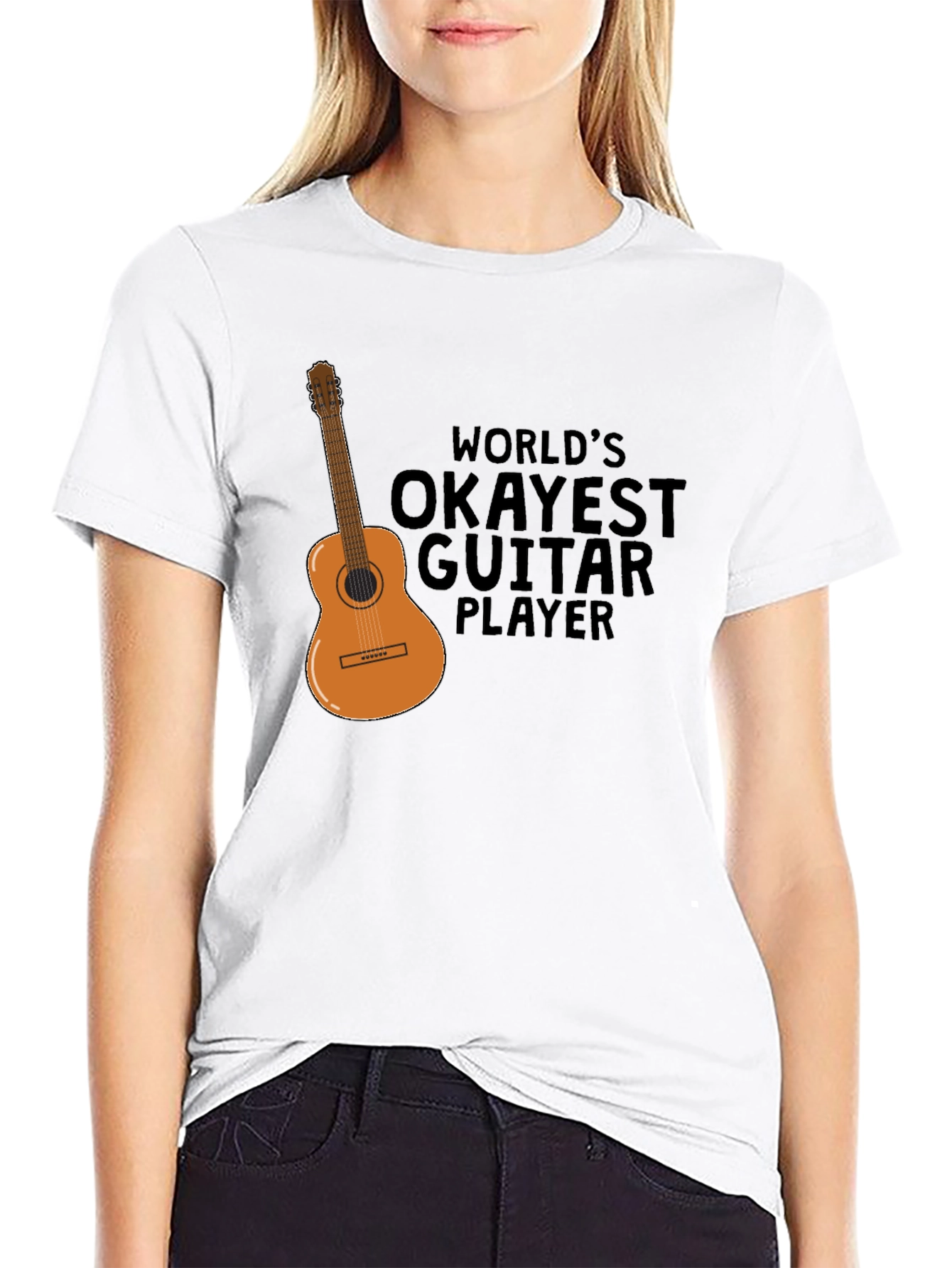 Worlds Okayest Guitar Player Black Graphic T-Shirt