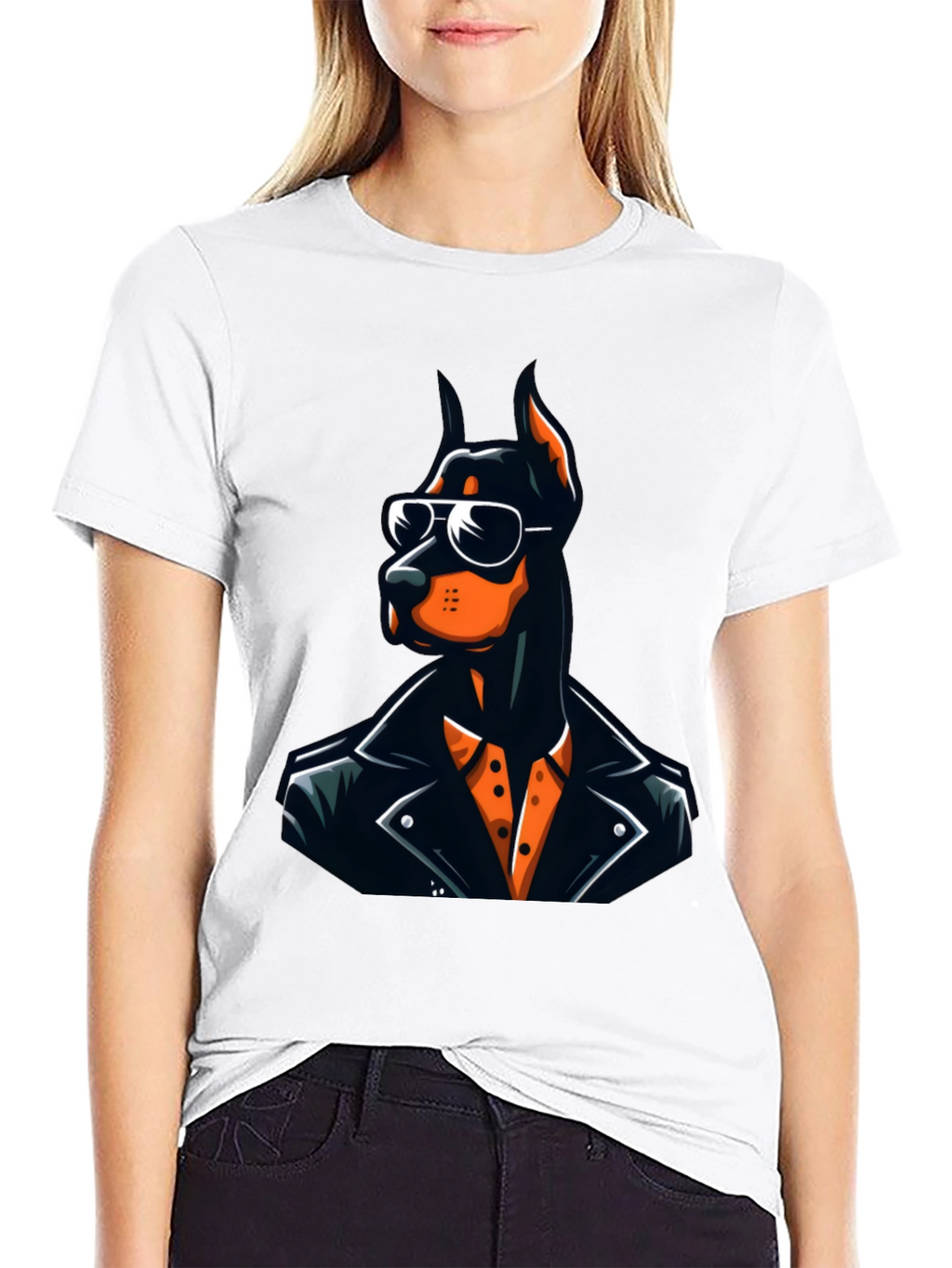 Doberman Leather Jacket Graphic Tee