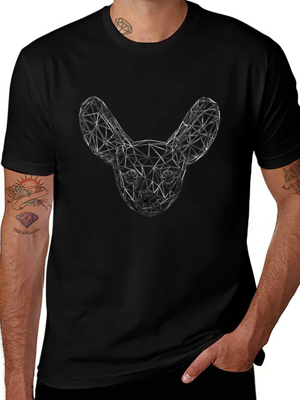 Geometric Dog Head Graphic T-Shirt