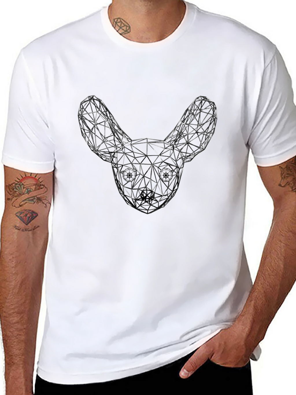 Geometric Dog Head Graphic T-Shirt