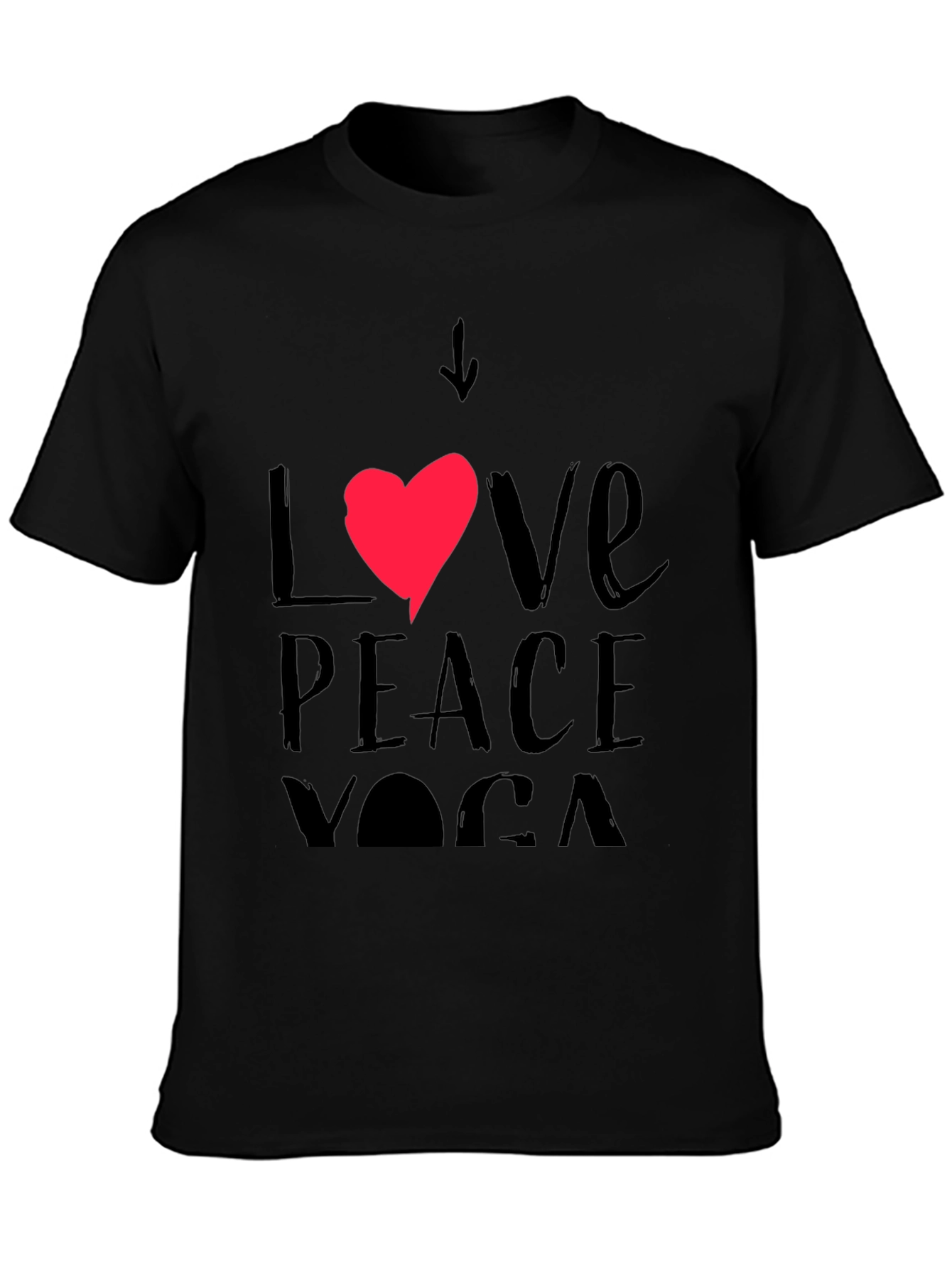 Love Peace Yoga Black Graphic Tee