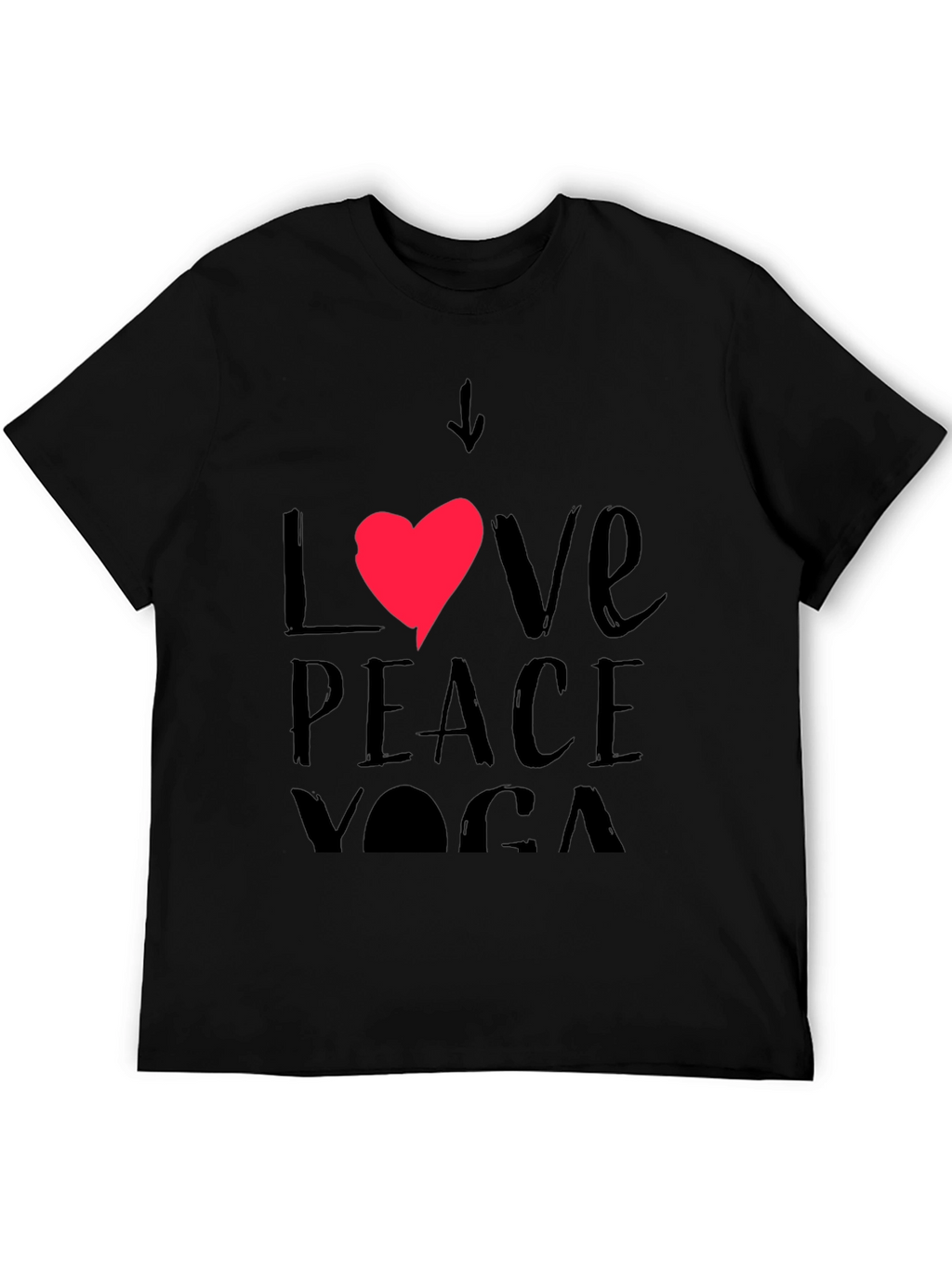Love Peace Yoga Black Graphic Tee