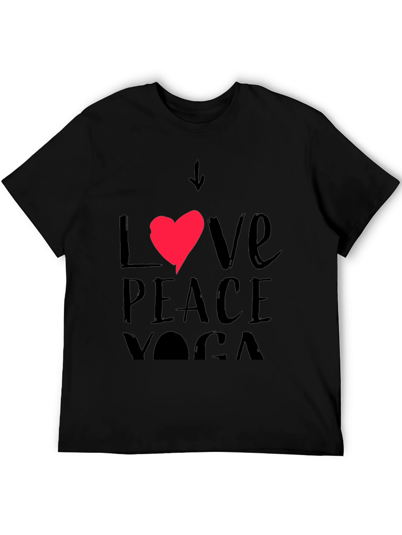 Love Peace Yoga Black Graphic Tee