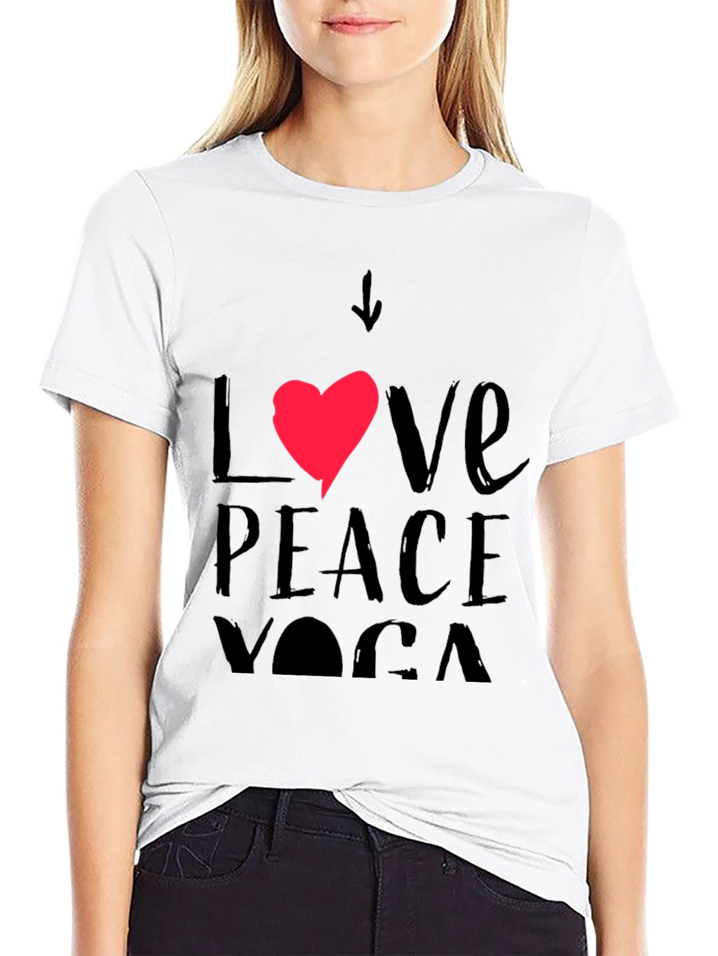 Love Peace Yoga Black Graphic Tee