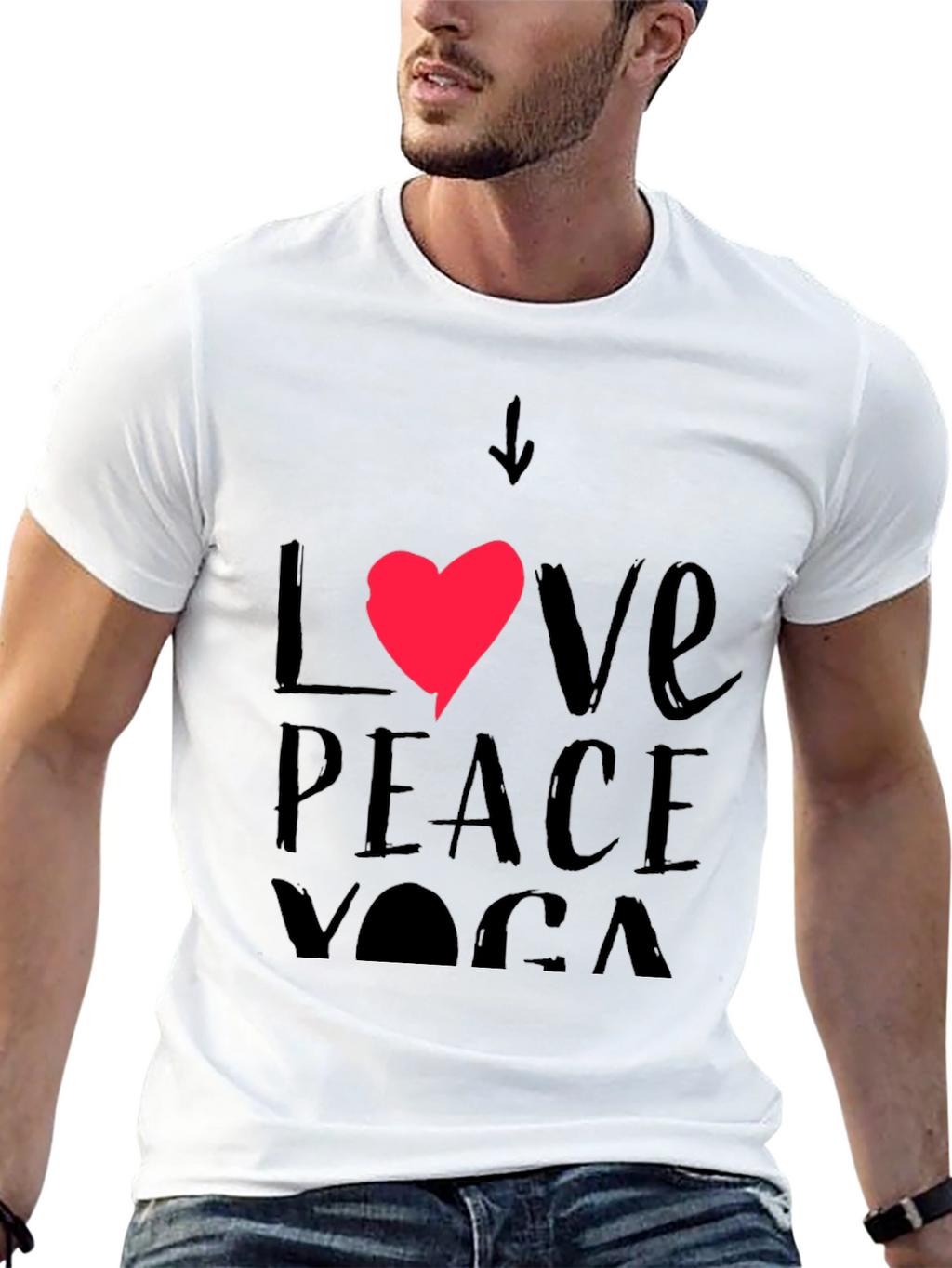 Love Peace Yoga Black Graphic Tee
