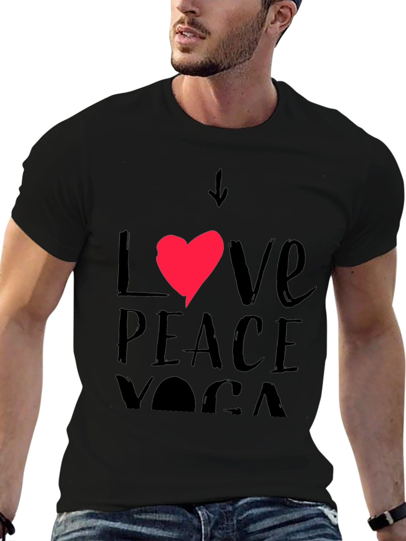 Love Peace Yoga Black Graphic Tee