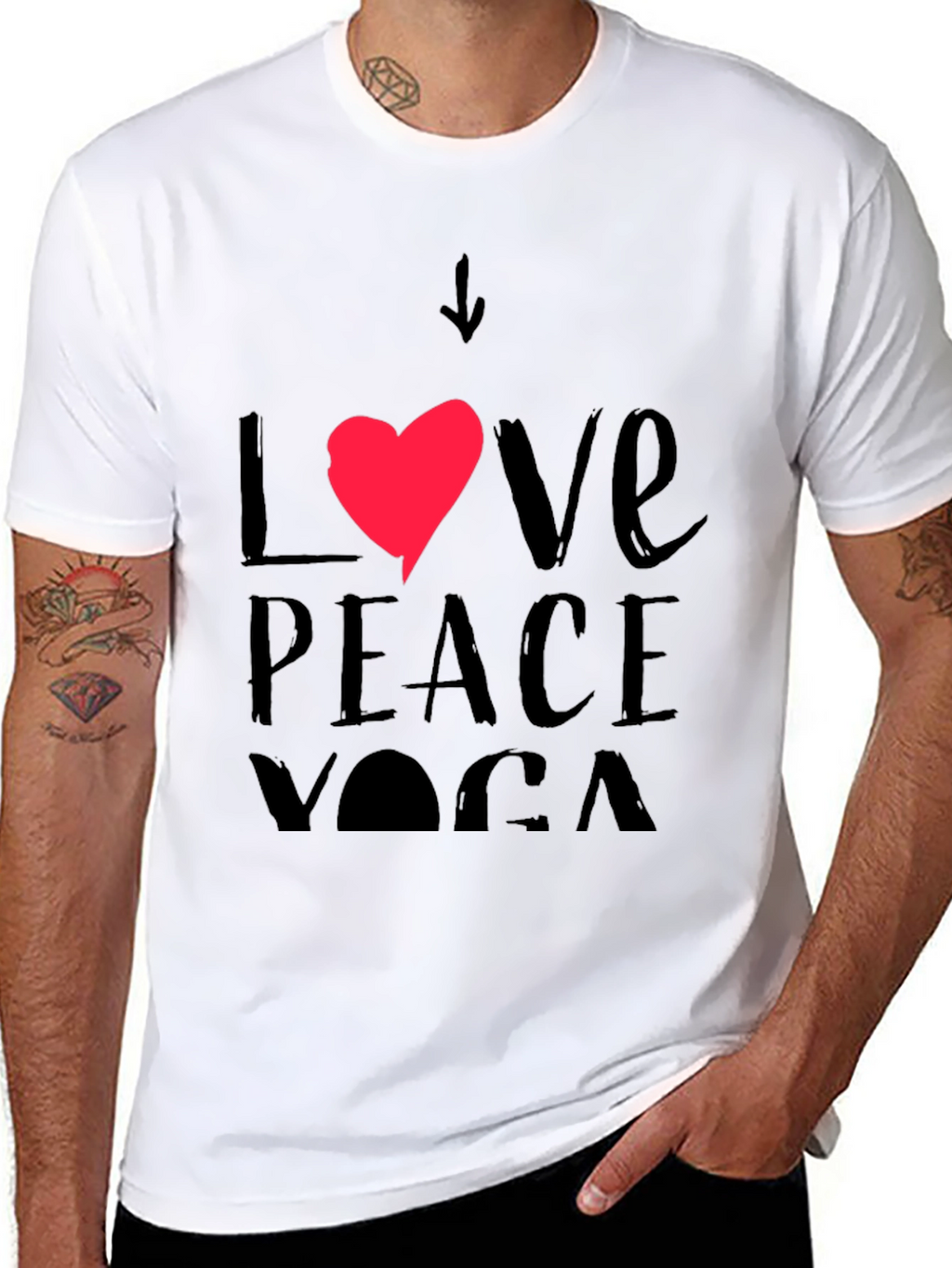Love Peace Yoga Black Graphic Tee