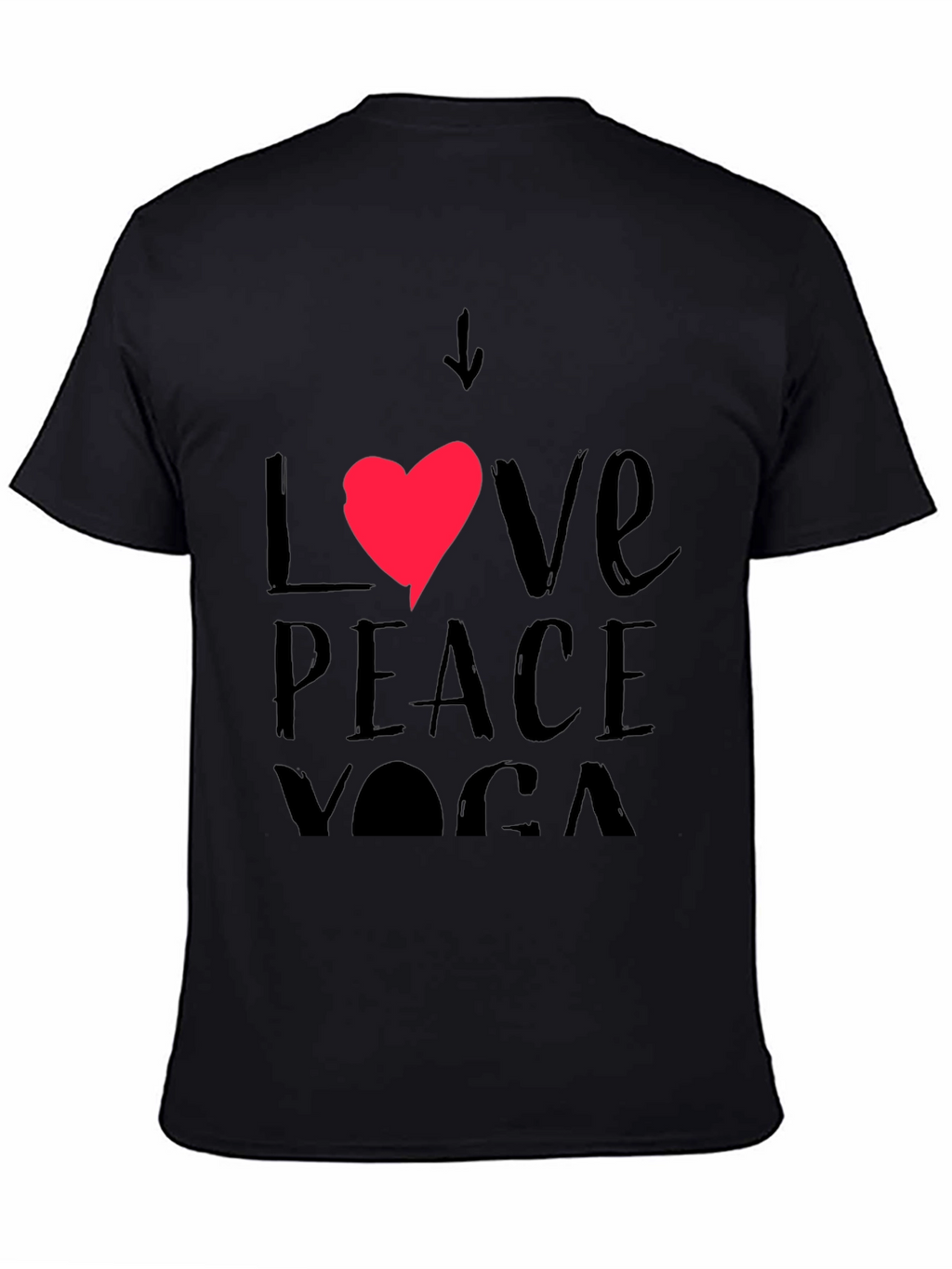 Love Peace Yoga Black Graphic Tee