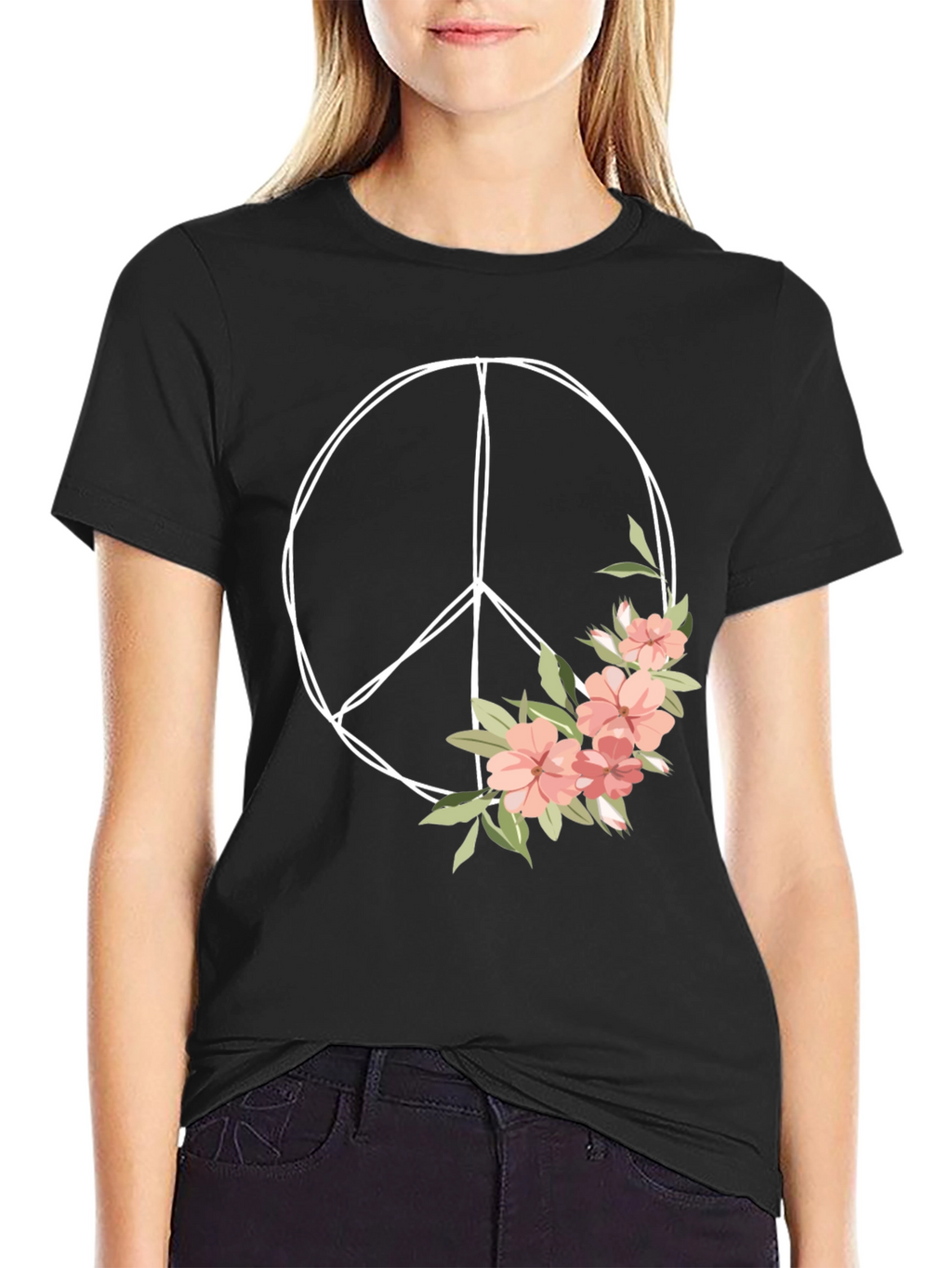 Floral Peace Sign Graphic Tee - Unisex