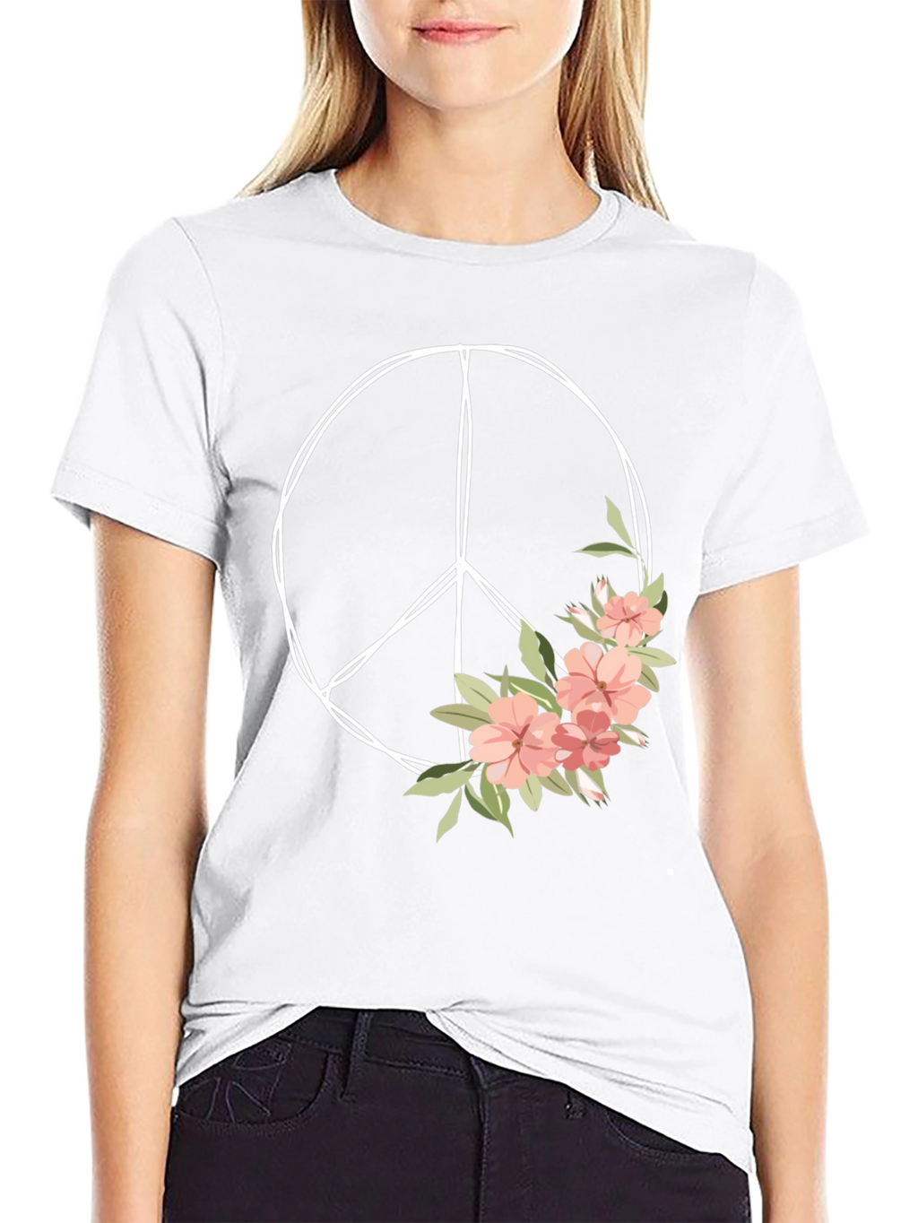 Floral Peace Sign Graphic Tee - Unisex
