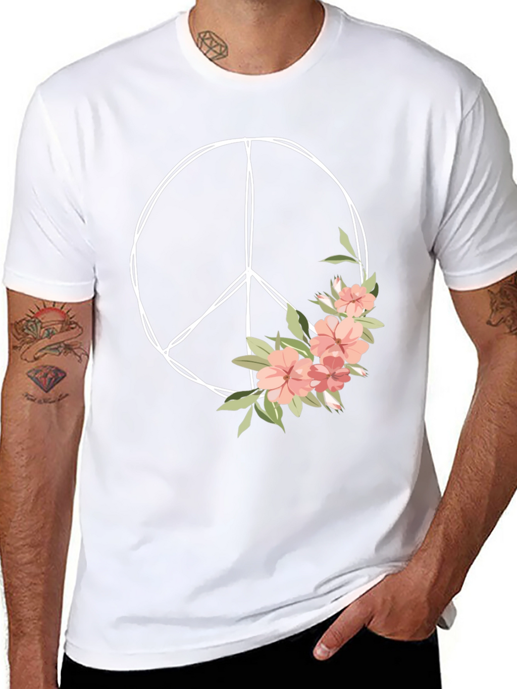 Floral Peace Sign Graphic Tee - Unisex
