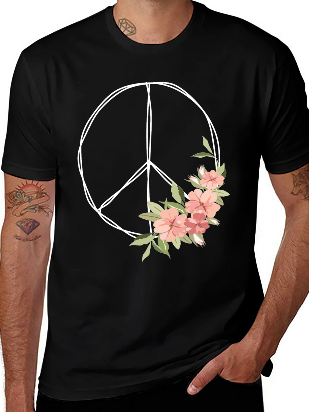 Floral Peace Sign Graphic Tee - Unisex