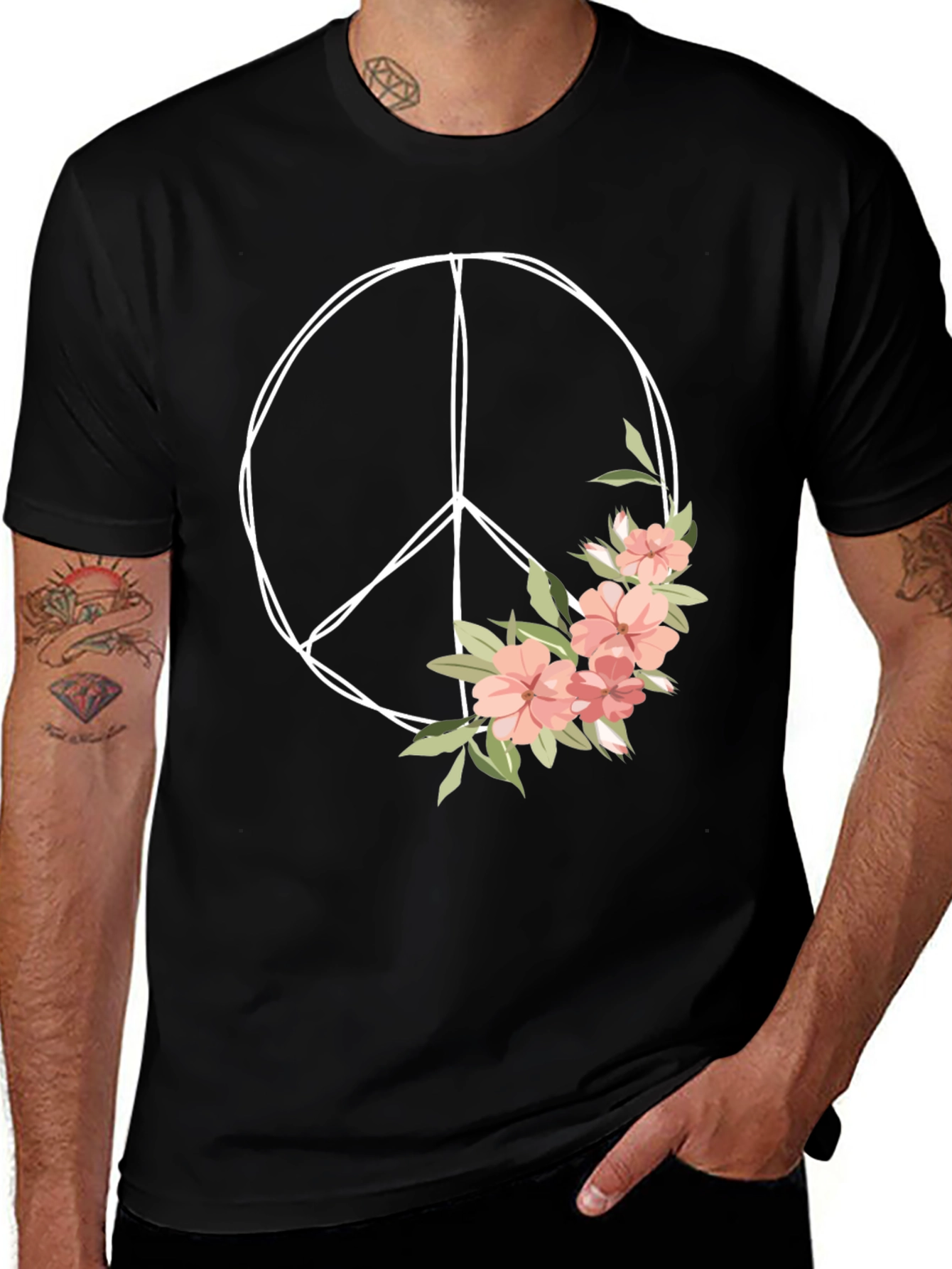 Floral Peace Sign Graphic Tee - Unisex