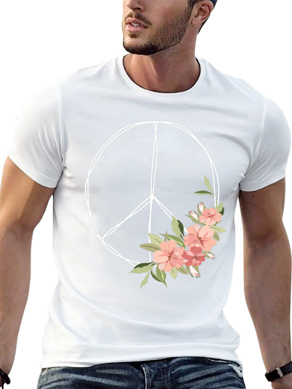 Floral Peace Sign Graphic Tee - Unisex