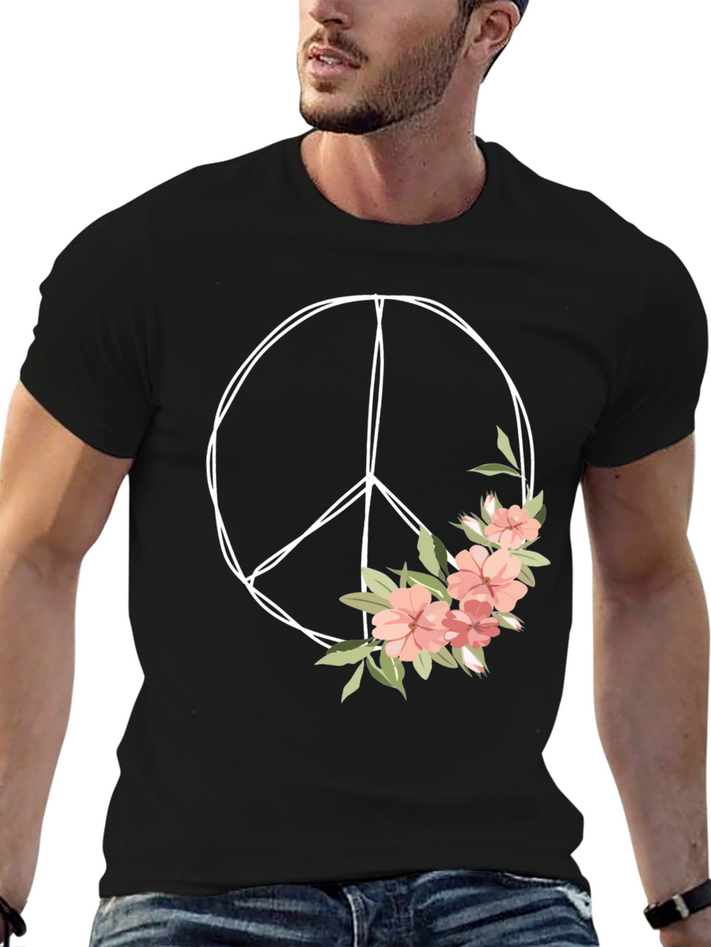 Floral Peace Sign Graphic Tee - Unisex