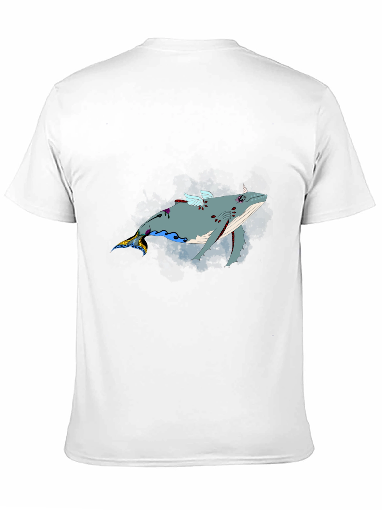 Whimsical Flying Whale Graphic Tee - Black
