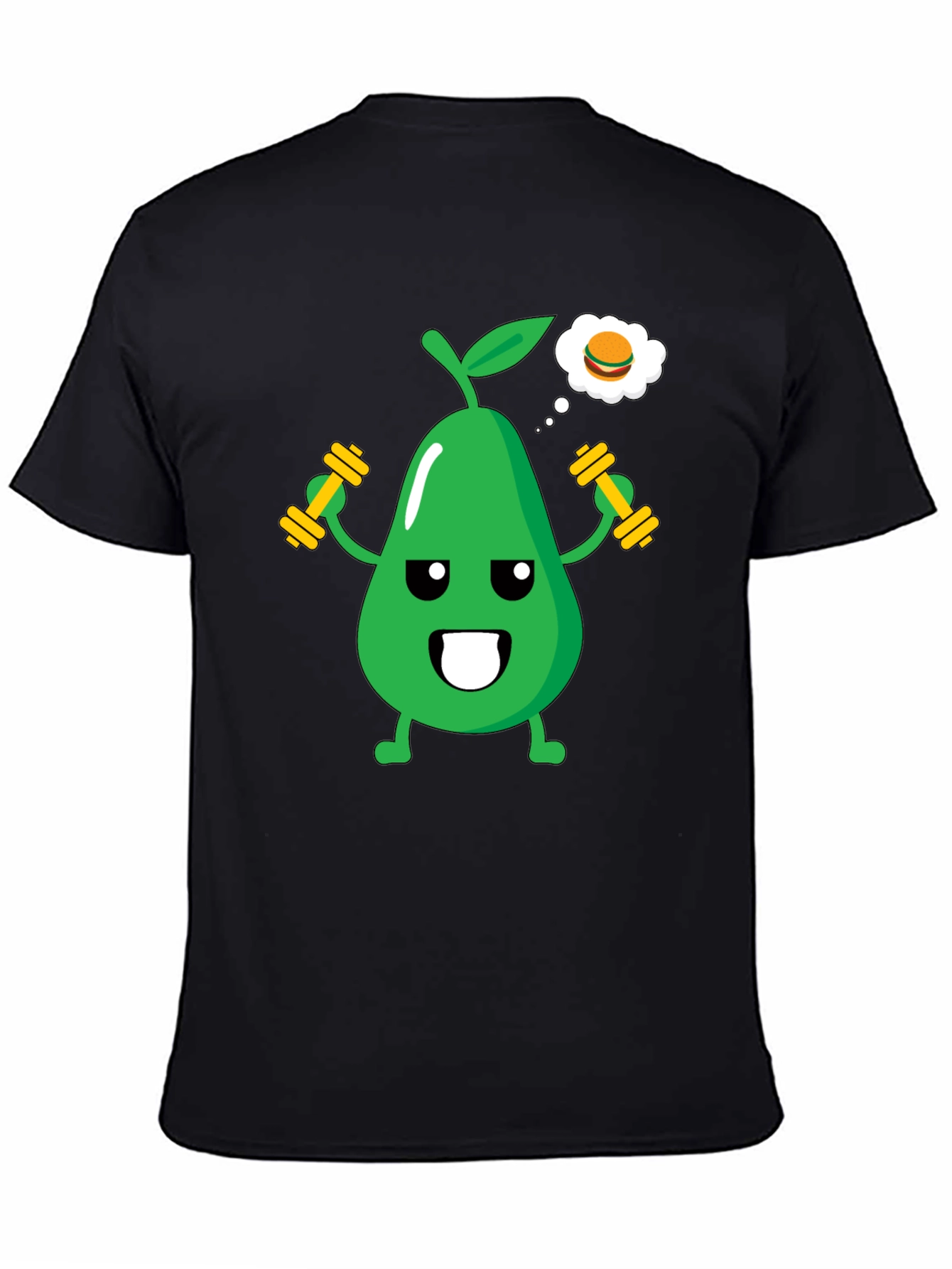 Funny Avocado Gym Workout T-Shirt - Black